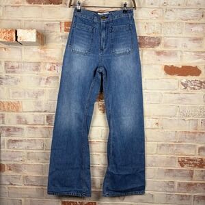 The Great. The Dock Jean 24 High Rise Sailor Flare Patch Pocket Hemp Cotton USA